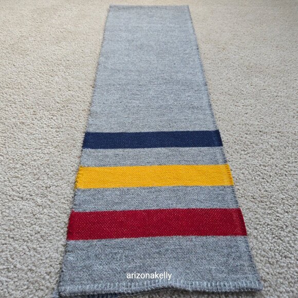 Faribault Woolen Mills Revival Stripe Scarf in Grey Multi Wool 80/Cotton 20 - Picture 7 of 9